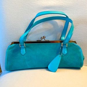 Vintage suede clutch size bag with handles